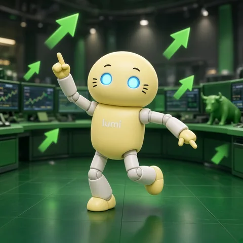 Trading-floor dance with green arrows