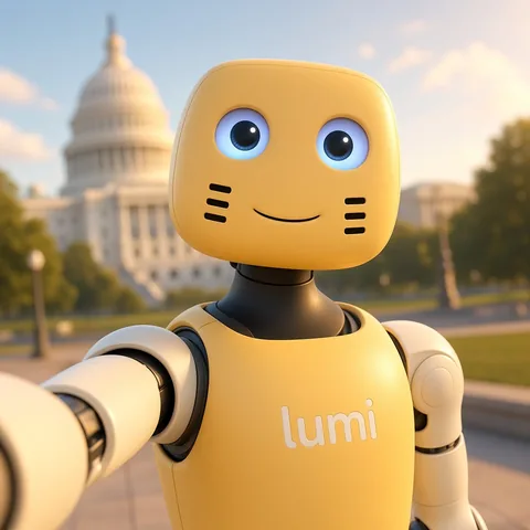 Lumi selfie with Capitol dome soft-bokeh background