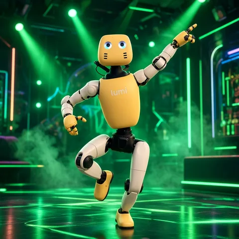 Lumi dancing under neon green glow in a club